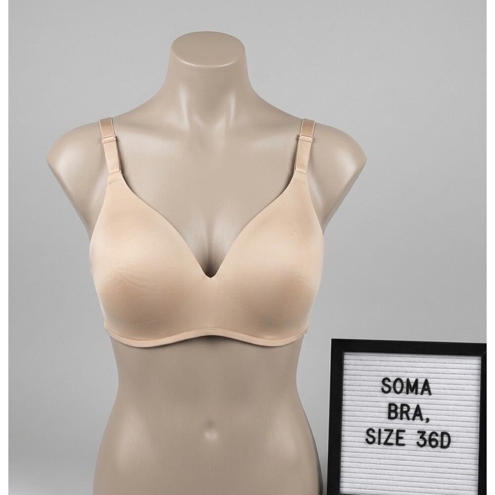 SOMA Vanishing 360 Wireless Bra 36D Nude Beige Seamless Lightly Lined Comfort